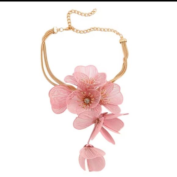 New ZARA cascading flowers choker necklace in Pink - Picture 1 of 12